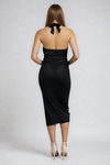 Bold Impact Halter Slit Midi Dress - Black