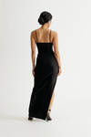 Came To Party Black Side Slit Bodycon Maxi Dress