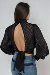 Can't Look Away Burnout Blouse - Black