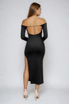 Chic & Sultry Cutout Slit Maxi Dress - Black