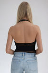 Cosmic Charm Halter Bodysuit - Black