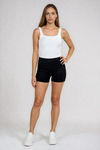 Curve Booster Waist Fold Over Shorts - Black
