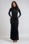 Daring Allure High Neck Backless Maxi Dress - Black