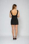 Deja Vu Satin Bodycon Mini Dress - Black