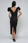 Drama Queen Glitter Ruffle Midi Dress - Black