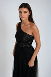 Enchanted Love Sequin Tulle Maxi Dress - Black