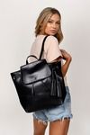 Eunice Black Faux Leather Backpack