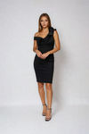 Feather Touch Ruffle Bodycon Midi Dress - Black