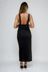 Fierce Vision V-Neck High Slit Maxi Dress - Black