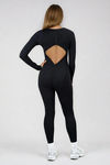 Flex Hard Long Sleeve Cutout Jumpsuit - Black