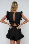 Flirty Flair Ruffle Romper - Black
