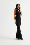 Glam Nights Mermaid Bodycon Maxi Dress - Black