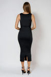 Glow Getter Square Neck Bodycon Midi Dress - Black