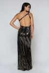 Celestial Shine One Shoulder Metallic Maxi Dress - Black/Gold