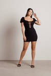 Guess At It Black Lace-Up Bodycon Mini Dress