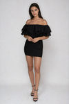 Honey Lips Off Shoulder Ruched Mini Dress - Black