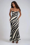 Wild Rush Abstract Print Slip Maxi Dress - Black Ivory