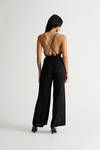 Just Tonight Black Cross Back Straight Leg Jumpsuit