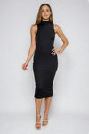 Keep it Bold Mock Neck Bodycon Midi Dress - Black