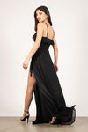 Kristen Ruffle Wrap Maxi Dress - Black