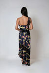 Love on Me Asymmetrical Floral Midi Dress - Black