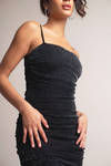 Make Your Move Black Glitter Ruched Bodycon Midi Dress