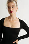 Mavis Black Long Sleeve Bodycon Midi Dress