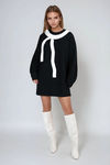 Mon Amour Bow Sweater Mini Dress - Black