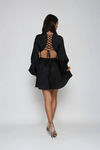 Moon Glow Deep V Cutout Mini Dress - Black