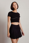 Moonball Black Linen Pleated Tennis Skirt