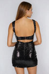Move Spark Square Neck Sequin Mini Dress - Black