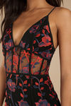 Rose Black Multi Embroidered Bodycon Dress