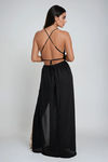 My Moment Crochet High Slit Maxi Dress - Black