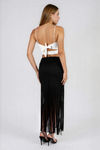 Night Affair Fringe Maxi Skirt - Black