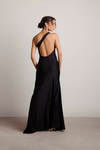 Nights Like This Open Back High Slit Maxi Dress - Black