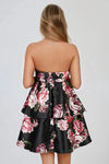 Spellbound Glow Strapless Floral Mini Dress - Black Pink