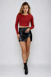 Play Nice Leather Slit Mini Skirt - Black