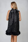 Play On Feather Sequin Mini Dress - Black
