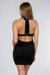 Playful Affair Halter O-Ring Bodycon Mini Dress - Black