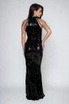 Radiant Mirage Beaded Sequin Maxi Dress - Black