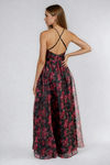 Warm Whisper Floral Organza Maxi Dress - Black Red