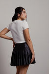 School Girl Black Pleather Pleated Mini Skirt