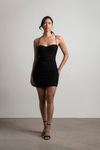 Showstopper Black Bustier Corset Ruched Mesh Bodycon Dress