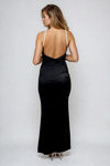 Simply Divine Halter Satin Maxi Dress - Black