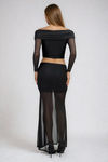Simply Irresistible Off Shoulder Crop Top and Maxi Skirt Set - Black