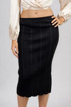 Sleek Line Knit Midi Skirt - Black