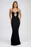 Spotlight Ready Crystal Keyhole Bodycon Maxi Dress - Black
