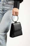 Take It With You Black Faux Leather Rhinestone Hand Bag