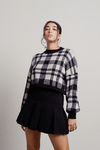 Bernadette Black & White Tartan Check Plaid Crop Sweater