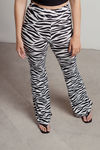Dominique Black-White Ribbed Zebra Wide Leg Pants